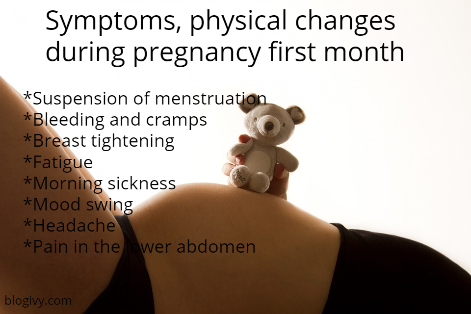 Symptoms, physical changes during pregnancy first month